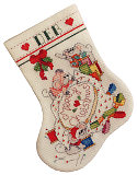 Cross Stitch Brigade Stocking: Our mice are stirring around putting finishing touches on their stocking.