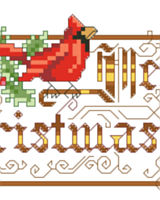 This charming Victorian design which depicts a cardinal and ornate lettering wishing all a Merry Christmas is a delight. This would look great as Big Stitch on 6 count fabric or adorning a lovely hand towel for holiday decor.