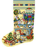 Gardener's Delight Heirloom Stocking - PDF: Happy memories in this heirloom stocking celebrating the charm of a garden shed trimmed with holiday cheer.