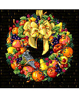 A fruitful wreath bursting with delicious color and flavor of wholesome foods to enrich our lives.