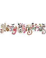 Barbara Baatz Hillman's Merry Christmas design has been re-released in chart form. The whimsical design spells out Merry Christmas with holiday motifs embedded in each letter.
