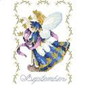 Birthday Faeries September - PDF: Birthdays in September are represented by our fairy encircled by vines of Aster blooms. She is so lovely in all her glory. One in a series of twelve faeries.