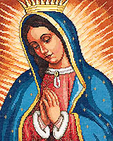 Beautiful, colorful, magical design of Our lady of Guadalupe. This counted cross stitch design is from Linda Gillum from Kooler Design Studio.