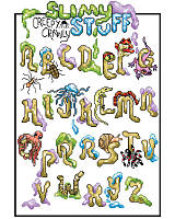 Spiders and worms and snakes, oh my! Make playtime the creepy-crawliest with this alphabet squirming with slimy creatures! Perfect for little boys room and name sign. Featuring darling details in each delightful letter, this fun cross stitch makes the perfect gift for your little entomologist!