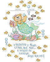 Add a whimsical mermaid bear with an under-the-sea theme to wow to any kid's room!
With schools of little fish and the sweet wording: "I dreamed I swam under the sea, a world of wonder just for me!" Personalize for that special little squirt.
