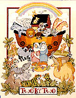 The familiar theme of Noah's Ark is recreated in this delightful piece. Perfect for a child's room, this counted cross stitch kit includes cotton embroidery floss, gold plated needle, and instructions.