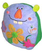 Linda Gillum's Funny Face Felt Friends are finally available for purchase online. Meet EMO - He's sure to be your favorite new pillow buddy.