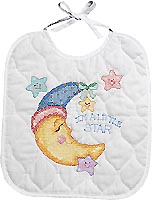 The sky is the limit! I'm a little star will delight any youngster who wears this Neat & Nifty Stamped Cross-Stitch bib design.
