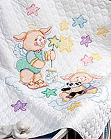 Playful nursery bunnies blowing star bubbles in honor of your newborn!