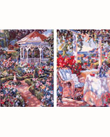 Enjoy these two outdoor scenes by Sharon Engel done in 18 count needlepoint with cotton floss.