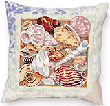 Hear the ocean's roar in this striking collection of seashells! These enchanting shells are in a soft pallete of sunwarmed hues to wash across a sofa or chair like treasures on sea foam and sand. Bring a breath of the ocean air into any room of your home with this needlepoint design.