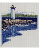 White Lighthouse: White Lighthouse on the rocky shore