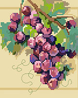 A luscious and large bunch of grapes jumps off the background of this great big stitch design.