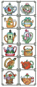 12 tiny teapots depict the months of the year