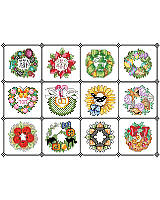 If stitching a full size traditional sampler seems too daunting, try stitching these 12 tiny wreaths instead. These adorable and charming little samplers fit the seasons and each month of the year and look fabulous as a grouping consisting of all twelve or stitch one at a time as birthday gifts, cards, bookmarks or in small frames for that special friend.  