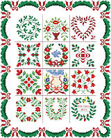 Cozy up to this traditional Baltimore Album block style quilt that will bring warmth and comfort to your home. The quilt enthusiast will appreciate this classic "appliqué" design, originating in Baltimore in the 1840's and still popular today. With its traditional primary colors and white background, this design is a piece of American history and just like Grandma used to make!