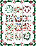 Baltimore Album Quilt - PDF: Cozy up to this traditional Baltimore Album block style quilt that will bring warmth and comfort to your home. The quilt enthusiast will appreciate this classic "appliqué" design, originating in Baltimore in the 1840's and still popular today. With its traditional primary colors and white background, this design is a piece of American history and just like Grandma used to make!
