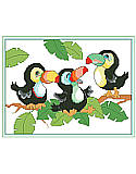 Baby Toucans - PDF: This vibrant and tropical picture is a great addition to any playroom or nursery!
Fun and creative, this ultra-cute design features festive feathered friends perched up high in the rainforest. These babies are designed to make you smile! 
