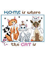 Home is where the cat is, whether is is chasing yarn or just lounging on the sofa, it's home. This counted cross stitch design is by Kooler Design Studio. 