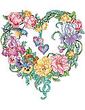 Floral Heart Wreath - PDF: Valentine's Day calls for lots of love and heartwarming fun, and this floral wreath is a simple way to set the mood. Pansies, irises and roses adorn the heart-shaped grapevine wreath topped with a lovely blue bird and tiny nest hidden in the vines.