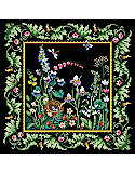 Floral Splendor - PDF: The Kooler Design team has converted our most popular ribbon embroidery design to all cross stitch, with glorious results! This detailed botanical design is filled with intricate details like a nest, dainty wildflowers such as bleeding hearts and pansies, against a dramatic black canvas
Elegant and classic, this looks great finished in a frame or on a decorative pillow!