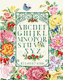 Rose Garden Sampler - PDF: This long out-of-print and much requested cross stitch pattern is back and features a gorgeous and abundant bouquet border of a variety of realistic and detailed roses and butterflies. In the center green trellis border with a matching alphabet. Stitch it up as sampler or create your own custom sentiment or name sign in the middle. A big and stunning masterpiece for the avid stitcher.