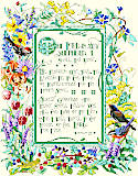 Wildflowers - PDF : Stitch this big and traditional "The LORD is my shepherd, I shall not want" bible verse, as a thoughtful gift for a friend or an inspirational reminder for yourself that all is well. This beautiful prayer is surrounded by a stunning and intricate wildflower border adorned by little birds delicately perched. A classic addition to any home or decor. 
