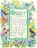 Wildflowers - PDF : Stitch this big and traditional "The LORD is my shepherd, I shall not want" bible verse, as a thoughtful gift for a friend or an inspirational reminder for yourself that all is well. This beautiful prayer is surrounded by a stunning and intricate wildflower border adorned by little birds delicately perched. A classic addition to any home or decor. 
