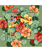 This beautiful, delicate flower design by Nancy Rossi will attract butterflies to your sofa or chair