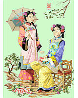 Elegan Asian ladies sitting in the garden