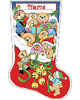 Creating a cheerful Christmas look has never been easier. With our cuddly bears stocking design and jolly jingle bells spilling out, you can add a fun touch to you décor, or wrap it up for a gift.
