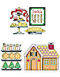 Holiday Bake Shoppe Ornaments - PDF: Cooking up those Christmas cookies just got a little more festive with these cute bakery style Christmas ornaments. Featuring Santa's Bake Shop, cookies, and his gingerbread house. Make them as ornaments or add the design to your favorite holiday apron. An adorable and tasty addition to your holiday decor.