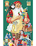 Santa's Workshop Picture - PDF: A timeless classic full of special toys for all those good boys and girls. Santa has been busy and is almost ready for Christmas Eve. This Christmas cross stitch offers a glimpse of the magic as the jolly old elf toils in his workroom with tools of the trade and colorful toys. This will be a treasured heirloom in your home.