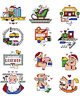 12 little Christmas motifs work up quickly and can be used for a variety of holiday purposes. Ornaments, canning jar lids, gift tags, and invitations; the list is endless. Featuring Santa's tools, toys, signs, and his sleigh these ornaments are the perfect holiday gift for anyone who loves the magic and wonder of the season. The perfect companions to our Santa in His Workshop Stocking.