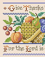 This humble scripture saying: “Give Thanks to the Lord, For the Lord is Good.” has been beautifully interpreted by designer Sandy Orton in traditional sampler style for a classic and timeless inspirational design that will enhance any home.