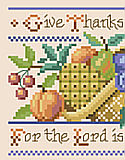 Jeremiah 33:11 - PDF: This humble scripture saying: “Give Thanks to the Lord, For the Lord is Good.” has been beautifully interpreted by designer Sandy Orton in traditional sampler style for a classic and timeless inspirational design that will enhance any home.