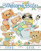 Baby woodland animals surround Baby’s cradle 