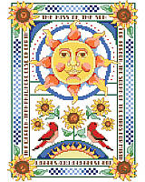 Bring warmth and whimsy to ordinary walls with this vibrant sun and sunflower design.
