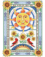 Bring warmth and whimsy to ordinary walls with this vibrant sun and sunflower design.
