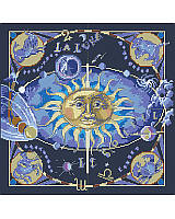 Whether you're an Aries or a Pisces, or anything in between, you're sure to love stitching this celestial design! The signs of the zodiac take on cosmic sparkle on this gold embellished blue and purple map of the heavens.