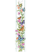 Discover a tiny garden brimming with lush sweet pea vines and colorful butterflies. Garden lovers everywhere will love this enchanting butterfly Bell Pull stitched with vibrant colors. This band sampler makes a stunning bell pull and would fit nicely on a tall narrow wall space. Makes a great gift for spring holidays or just because.
